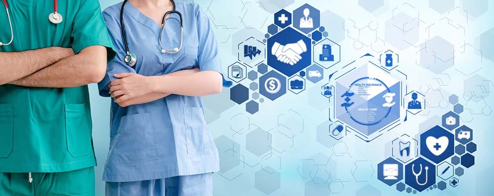 stockphotoscom-1073050 Health Insurance Concept - Doctor in hospital with health insurance related icon