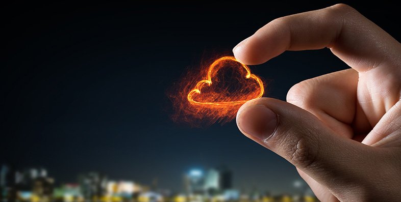 Cloud sign between fingers